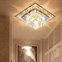 Mini křišťálové stropní svítidlo Bodové svítidlo 3W kreativní lampa Tubusové světlo Barevné barevné čtvercové kupolové světlo