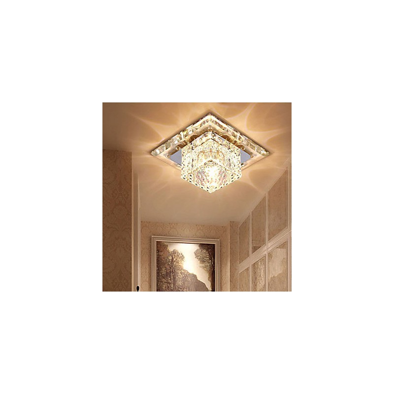 Mini křišťálové stropní svítidlo Bodové svítidlo 3W kreativní lampa Tubusové světlo Barevné barevné čtvercové kupolové světlo
