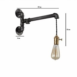 Vintage Industrial Pipe Nástěnná svítidla s vypínačem Kreativní světla Restaurace Kavárna Bar Dekorační osvětlení S 1 světlem malovaným povrchem