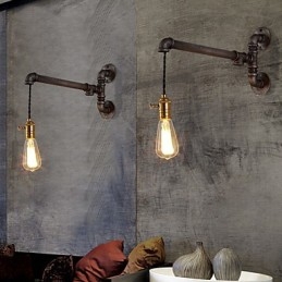 Vintage Industrial Pipe Nástěnná svítidla s vypínačem Kreativní světla Restaurace Kavárna Bar Dekorační osvětlení S 1 světlem malovaným povrchem