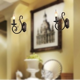 Mini retro nástěnná lampa předsíň Osvětlení nástěnné lampy ve tvaru kovové svíčky