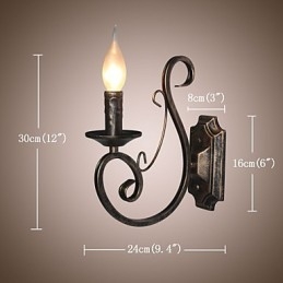 Mini retro nástěnná lampa předsíň Osvětlení nástěnné lampy ve tvaru kovové svíčky