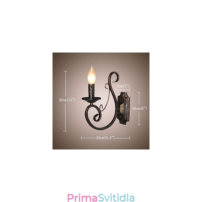 Mini retro nástěnná lampa předsíň Osvětlení nástěnné lampy ve tvaru kovové svíčky