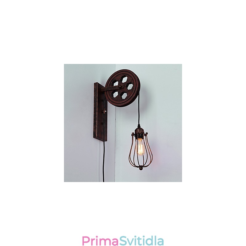 Industriální retro železná nástěnná lampa Creative Personality Lift Kladka Wall Lamp
