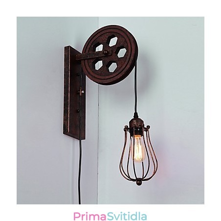 Industriální retro železná nástěnná lampa Creative Personality Lift Kladka Wall Lamp