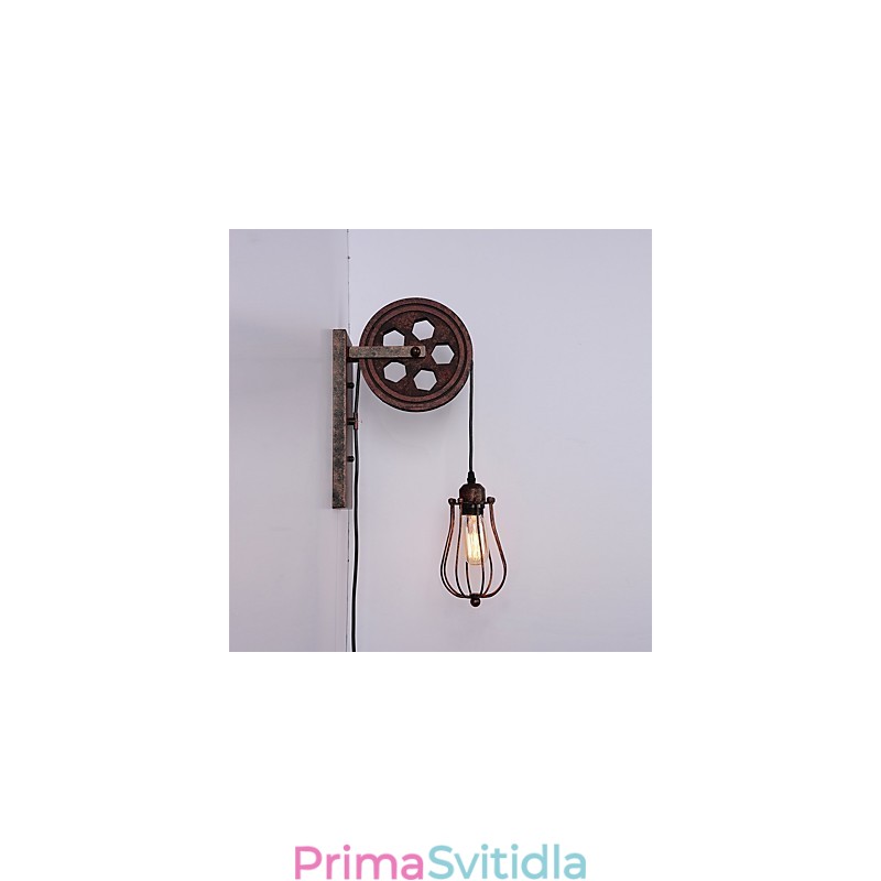 Industriální retro železná nástěnná lampa Creative Personality Lift Kladka Wall Lamp