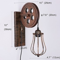 Industriální retro železná nástěnná lampa Creative Personality Lift Kladka Wall Lamp
