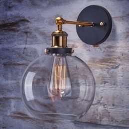 Nástěnné svítidlo do ložnice 1 Light Rustic Lodge se skleněným stínidlem