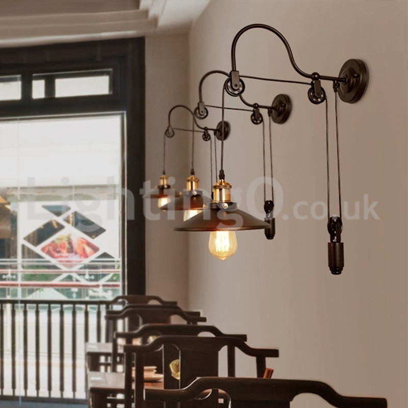 Retro zapuštěná nástěnná svítidla Bar u uliček Kavárna Ložnice Nástěnná lampa s kladkou do podkroví