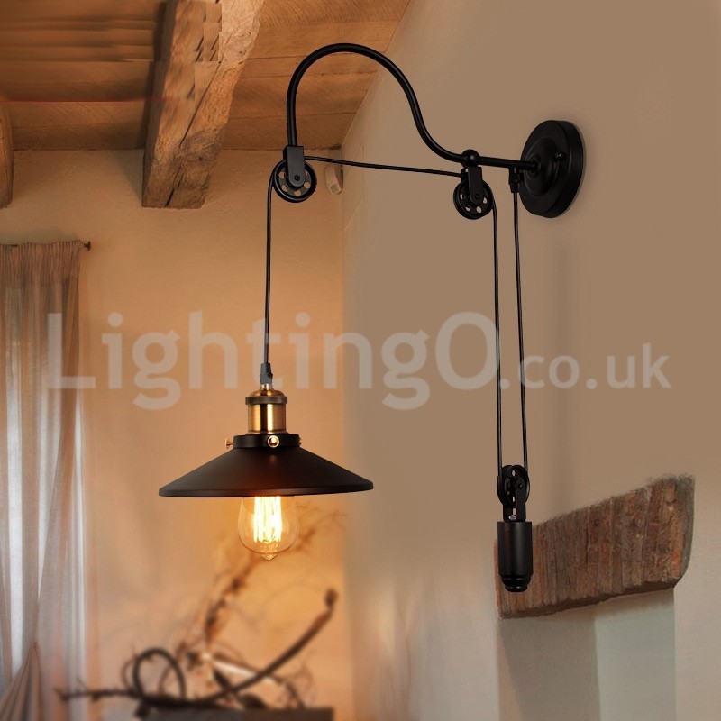 Retro zapuštěná nástěnná svítidla Bar u uliček Kavárna Ložnice Nástěnná lampa s kladkou do podkroví