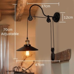 Retro zapuštěná nástěnná svítidla Bar u uliček Kavárna Ložnice Nástěnná lampa s kladkou do podkroví