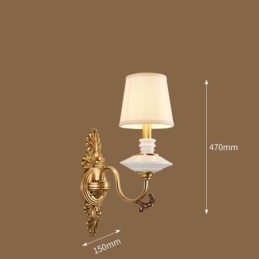 100% čistá mosaz Luxusní rustikální retro Vintage mosazná keramika 1 nástěnné světlo svíčka s látkovým stínidlem Speciální pro hotelovou kancelář Showroom Obývací pokoj Jídelna