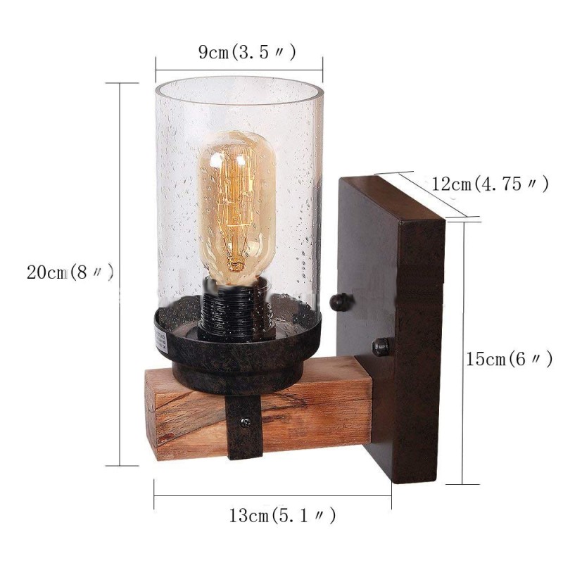 1 Světlé Vintage dřevěné nástěnné světlo v průmyslovém stylu pro kavárnu Wind Bar Loft