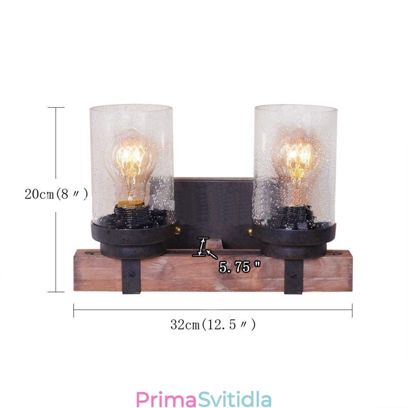 2 Světlé Vintage dřevěné nástěnné světlo v průmyslovém stylu pro restauraci Wind Bar Loft Coffee
