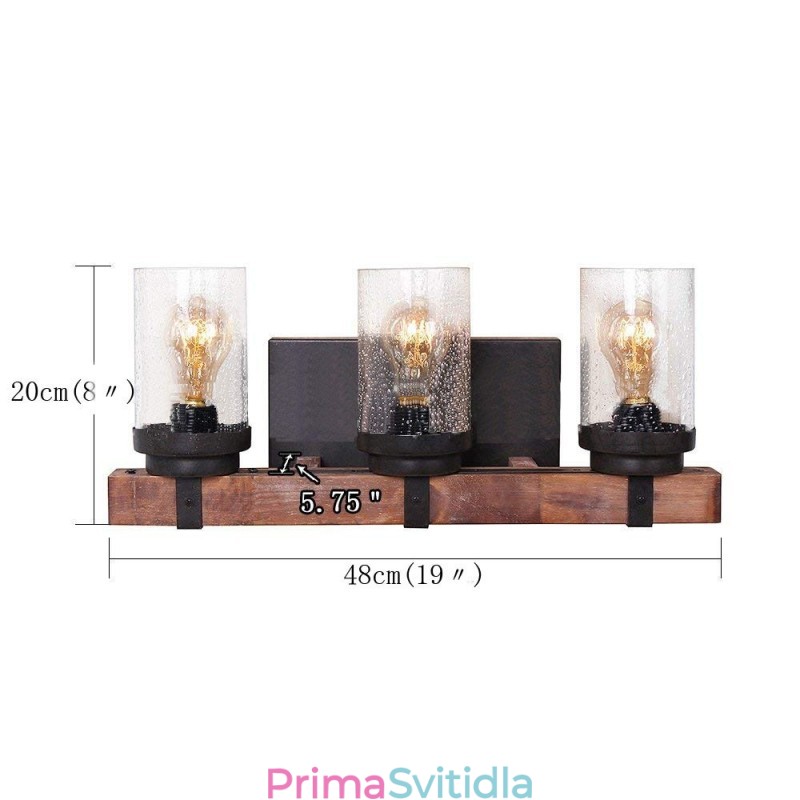 3 lehké vintage dřevěné nástěnné světlo v průmyslovém stylu pro kavárnu Wind Bar Loft