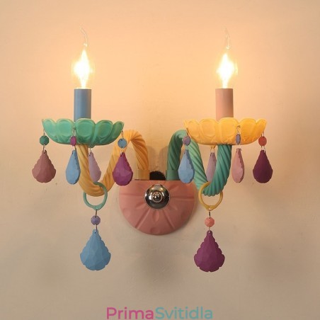 Macaron 2 Light Multi Crystal Candle Retro skleněné nástěnné světlo do dětského pokoje Dětská ložnice Macaron 2 Light Multi Crystal Candle Retro skleněné nástěnné světlo do dětského pokoje Dětská ložnice