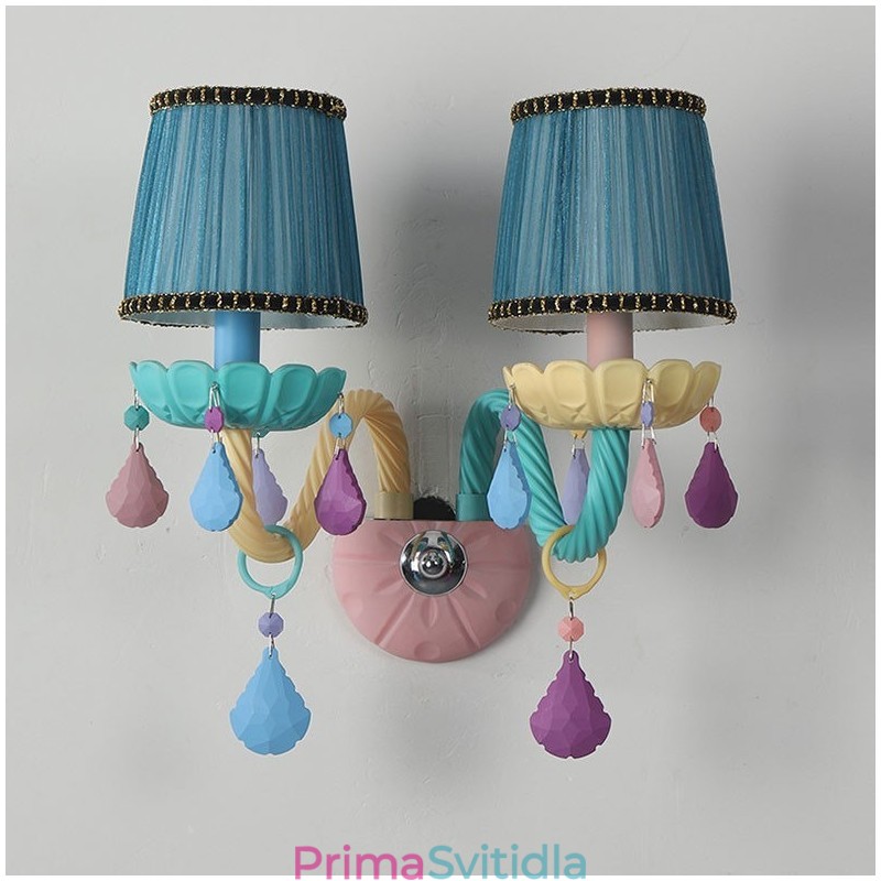 Macaron 2 Light Multi Crystal Candle Retro skleněné nástěnné světlo do dětského pokoje Dětská ložnice