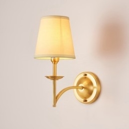 Čistá mosaz luxusní rustikální retro vintage 1 lehké svíčkové nástěnné světlo s látkovým stínidlem Speciální pro hotelovou ložnici Showroom Obývací pokoj Jídelna