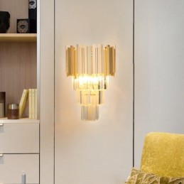 Postmoderní luxusní nástěnné svítidlo K9 ve zlaté barvě s křišťálovým stínidlem