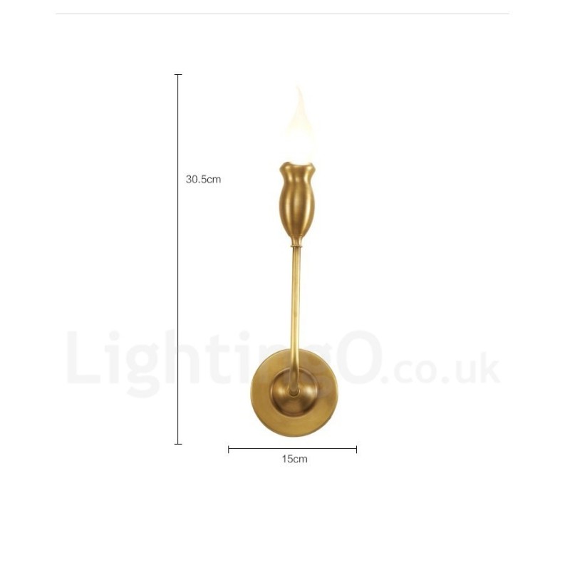 Pure Brass Luxusní Rustikální Retro Vintage 1 lehké Svíčkové Nástěnné světlo Speciální pro hotel Ložnice Showroom Obývací pokoj Jídelna