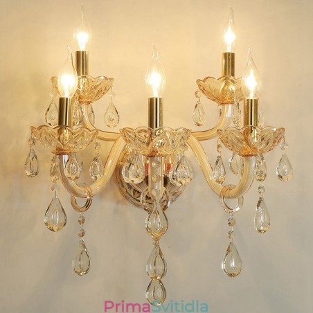 5 Light Gold K9 Crystal Candle Retro skleněné nástěnné světlo 5 Light Gold K9 Crystal Candle Retro skleněné nástěnné světlo