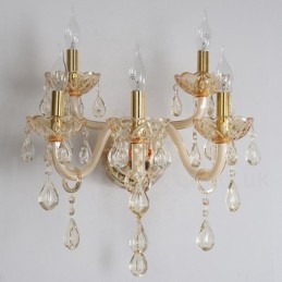 5 Light Gold K9 Crystal Candle Retro skleněné nástěnné světlo