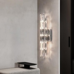 Obývací pokoj Nástěnná lampa Světlo Luxusní jednoduchá Ložnice Noční lampa Hotel Lobby Ulička Projekt Villa Nerezová ocel Křišťálové nástěnné svítidla