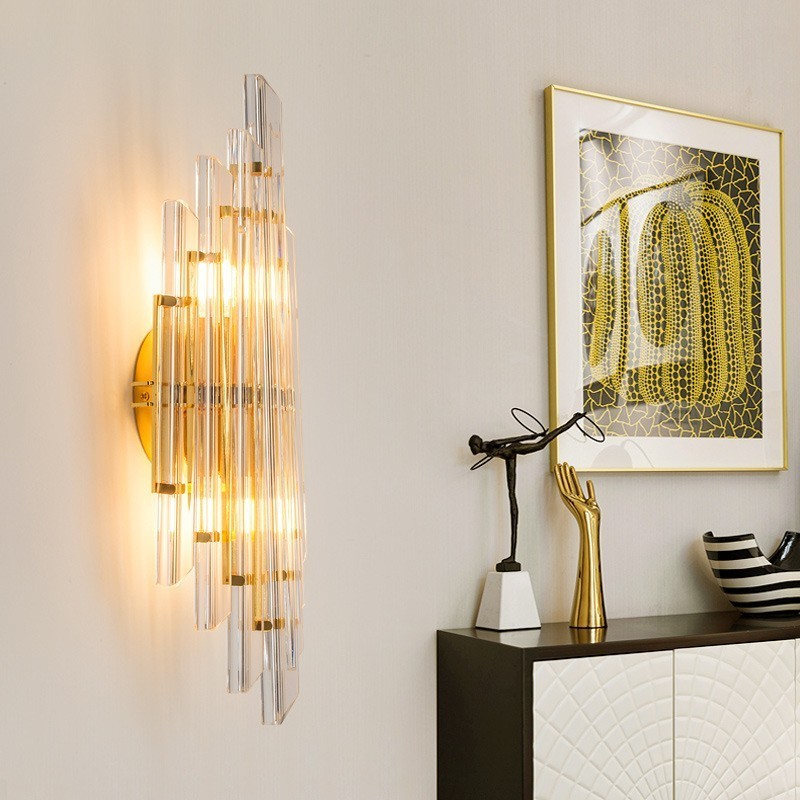 Hotelové světlo Luxusní křišťálová nástěnná lampa Post moderní osobnost Obývací pokoj Vstup do uličky Pozadí Nástěnná lampa Ložnice Dekorativní nástěnné svícny