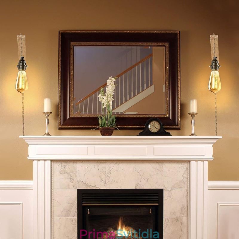 Nástěnné svítidlo z masivního dřeva Americké pastorační retro konopné nástěnné svítidlo se zástrčkou