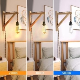 Nástěnné svítidlo z masivního dřeva Americké pastorační retro konopné nástěnné svítidlo se zástrčkou