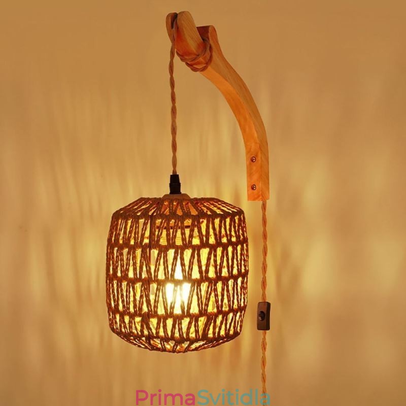 Americké retro nástěnné svítidlo 3M konopné lano závěsné papírové lano tkané stínidlo na lampu