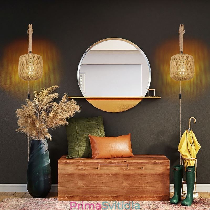 Americké retro nástěnné svítidlo 3M konopné lano závěsné papírové lano tkané stínidlo na lampu