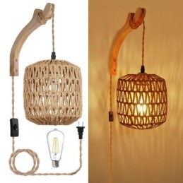 Americké retro nástěnné svítidlo 3M konopné lano závěsné papírové lano tkané stínidlo na lampu