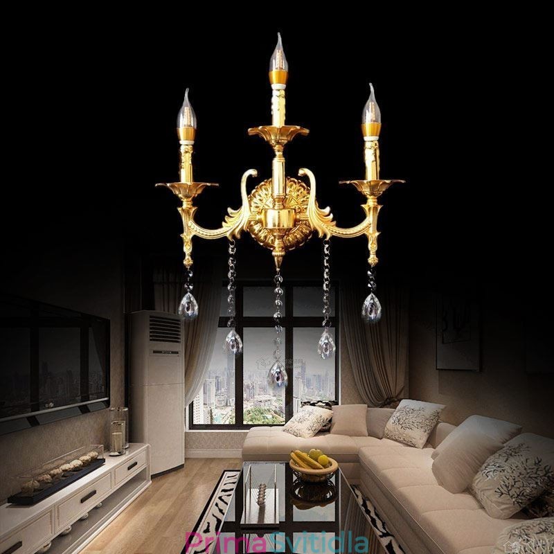 Evropská nástěnná lampa Luxusní nástěnné svítidlo Crystal Drop Dekorační lampa Noční osvětlení