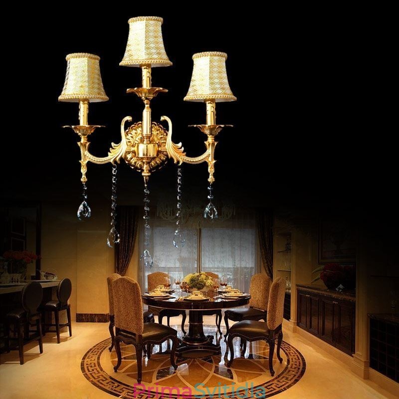 Evropská nástěnná lampa Luxusní nástěnné svítidlo Crystal Drop Dekorační lampa Noční osvětlení