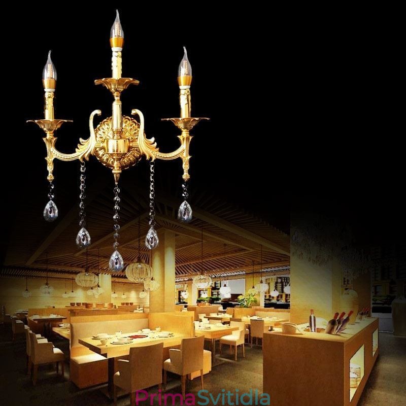 Evropská nástěnná lampa Luxusní nástěnné svítidlo Crystal Drop Dekorační lampa Noční osvětlení