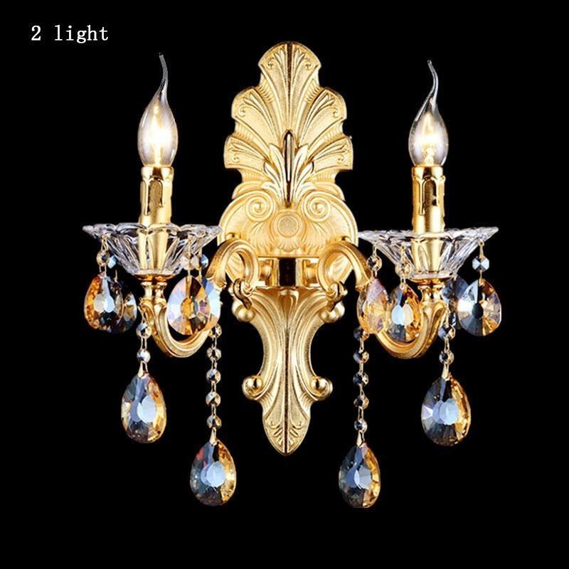 Evropská nástěnná lampa Luxusní nástěnné svítidlo Crystal Drop Dekorační lampa Noční osvětlení