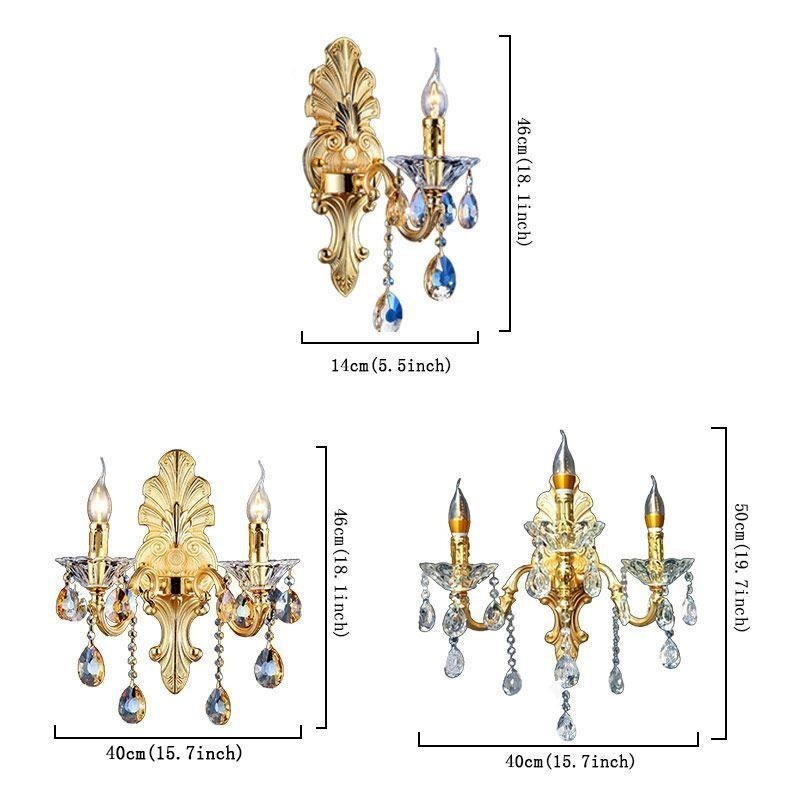 Evropská nástěnná lampa Luxusní nástěnné svítidlo Crystal Drop Dekorační lampa Noční osvětlení