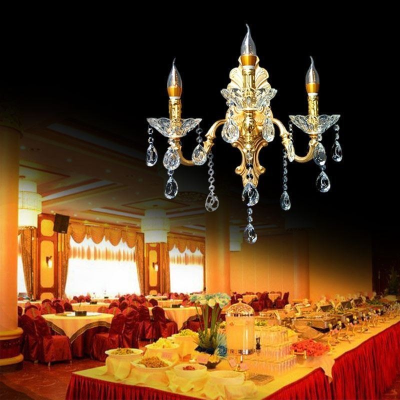 Evropská nástěnná lampa Luxusní nástěnné svítidlo Crystal Drop Dekorační lampa Noční osvětlení