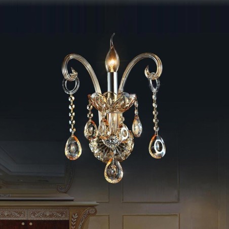 Evropská nástěnná lampa Amber Cognac Crystal Wall Sconce Jednoduché osvětlení lampy Evropská nástěnná lampa Amber Cognac Crystal Wall Sconce Jednoduché osvětlení lampy
