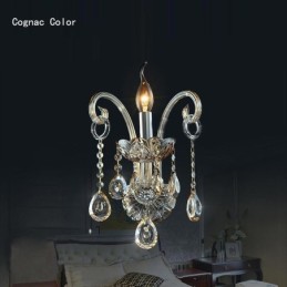 Evropská nástěnná lampa Amber Cognac Crystal Wall Sconce Jednoduché osvětlení lampy