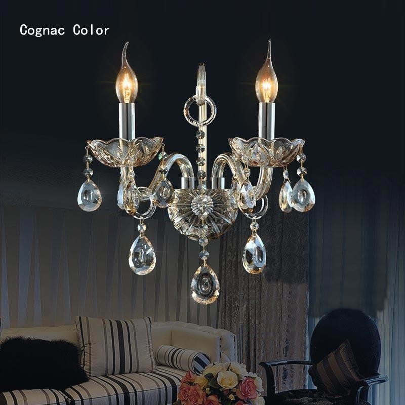 Evropská nástěnná lampa Amber Cognac Crystal Wall Sconce Jednoduché osvětlení lampy