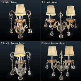 Evropská nástěnná lampa Amber Cognac Crystal Wall Sconce Jednoduché osvětlení lampy
