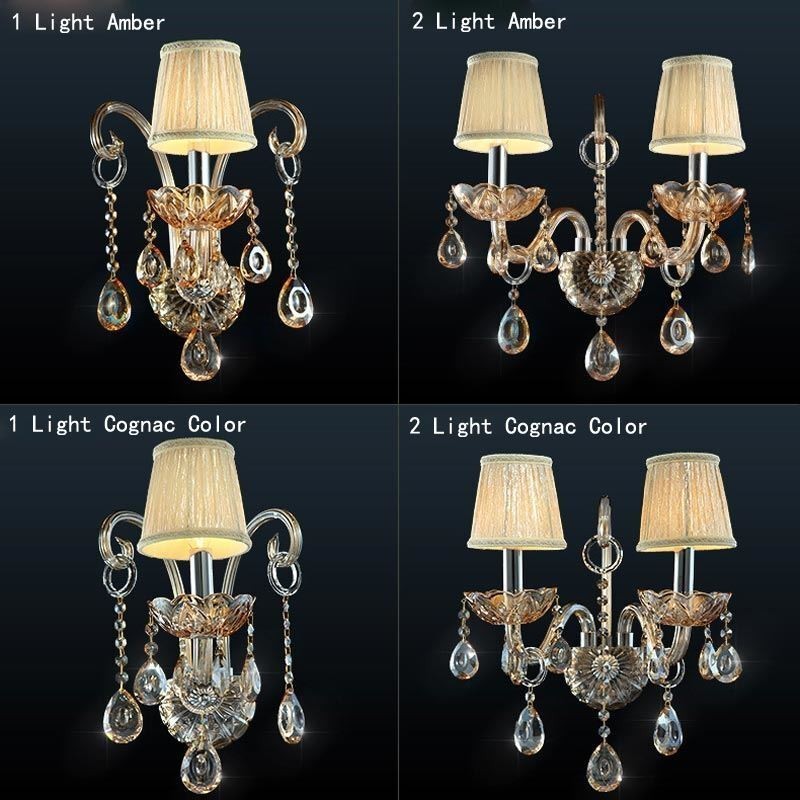Evropská nástěnná lampa Amber Cognac Crystal Wall Sconce Jednoduché osvětlení lampy