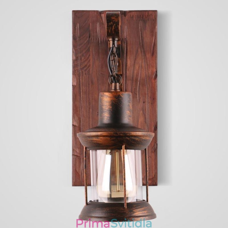 Americké Vintage nástěnné svítidlo Průmyslové LOFT Nástěnné svítidlo Svítidlo z masivního dřeva ze skla