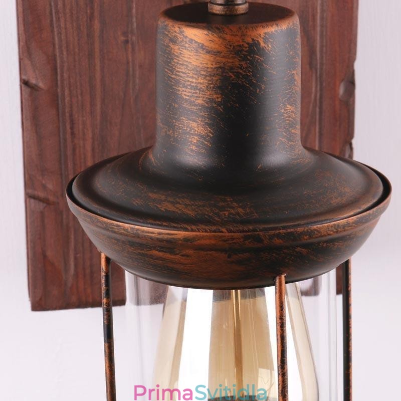 Americké Vintage nástěnné svítidlo Průmyslové LOFT Nástěnné svítidlo Svítidlo z masivního dřeva ze skla