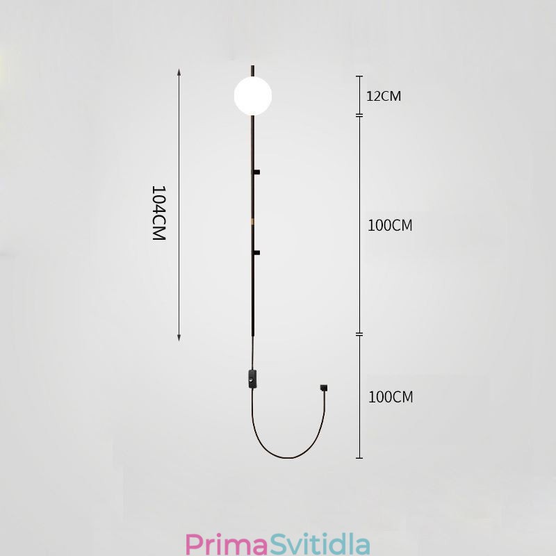 Nástěnné svítidlo Globe Nástěnná lampa Magic Bean z poloviny století se zástrčkou