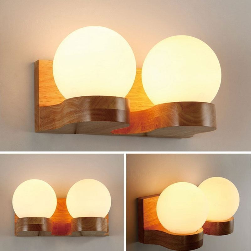 Severské nástěnné svítidlo z masivního dřeva Cozy Ball Shape Sconce Light