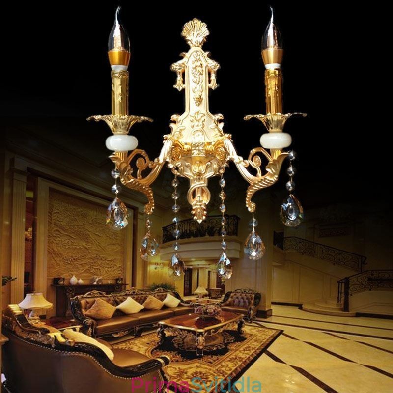 Evropská nástěnná lampa Luxusní nástěnné svítidlo Crystal Drop Lamp Noční osvětlení