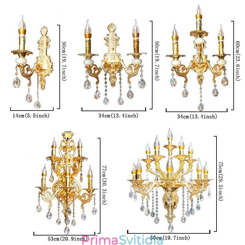 Evropská nástěnná lampa Luxusní nástěnné svítidlo Crystal Drop Lamp Noční osvětlení